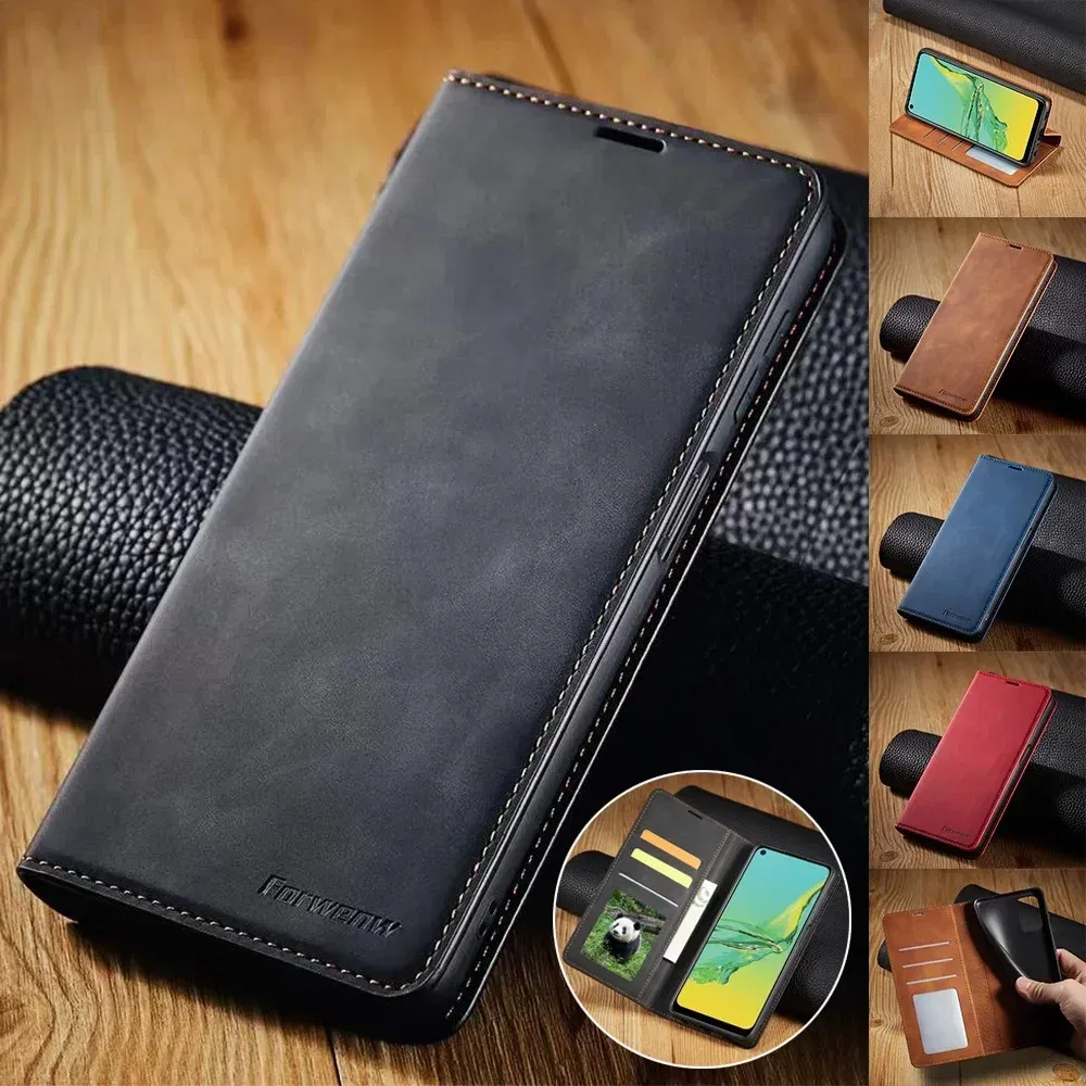 Color: black, Material: Wood - Leather Case for Samsung Galaxy A54 A53 A34 A33 A14 A13 A15 A25 A12 A22 A32 A52s A6 A7 A10 A20e A40 A50 A70 A21s A31 A41 A51 A71