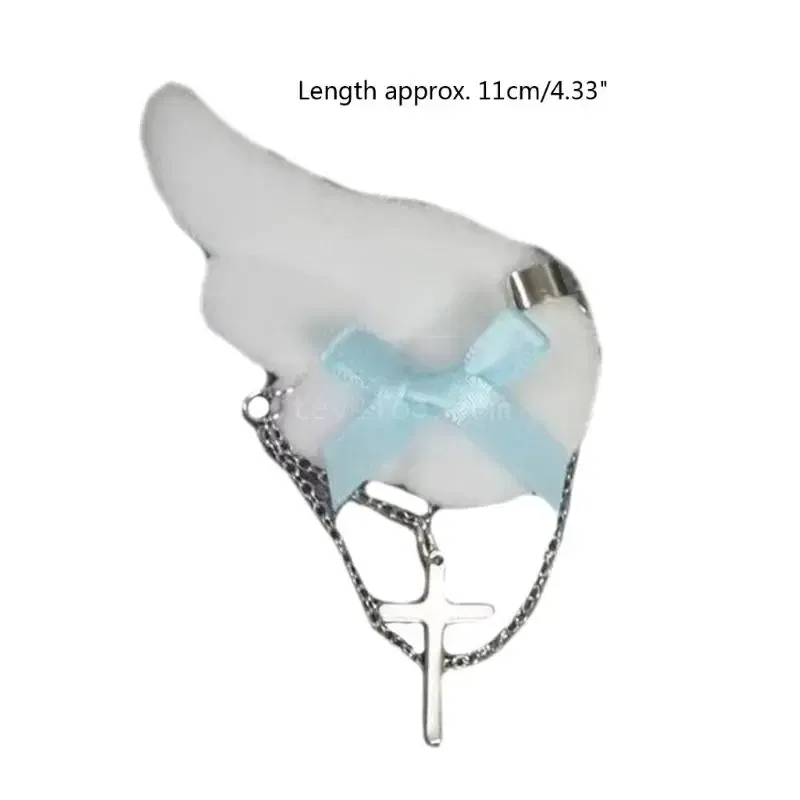 Color: Pink - Angel Wing Hair Clip for Girls Y2K Punk Hairpins Bowknot Hairclips Animation Hair Barrettes Subculture Hair Accessories