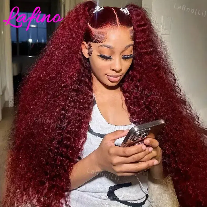 Hair Color: #2, Stretched Length: 30inches, Density: 250%, Ships From: CHINA - 30 40 Inch 99J Burgundy 13x6 Hd Lace Frontal Human Hair Wig Red Colored 13x4 Transparent Lace Curly Deep Wave Frontal Wig