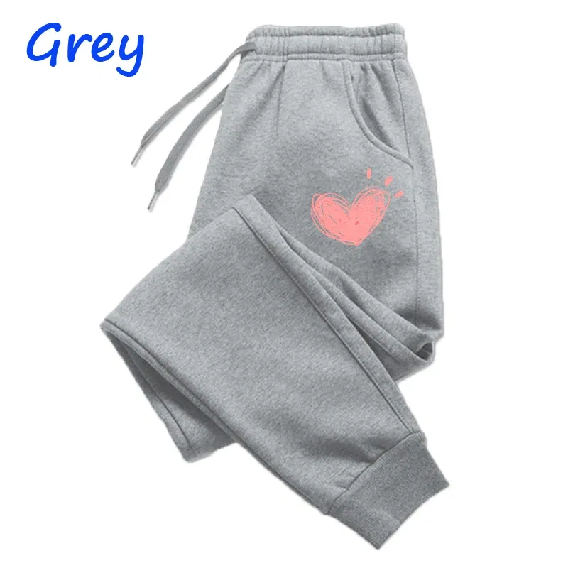 Color: black, Size: S - Women Cute Heart Printed Sweatpants Autumn Winter Cotton Long Pants Jogger Trousers Casual Sports Fitness Women Sweat Pants