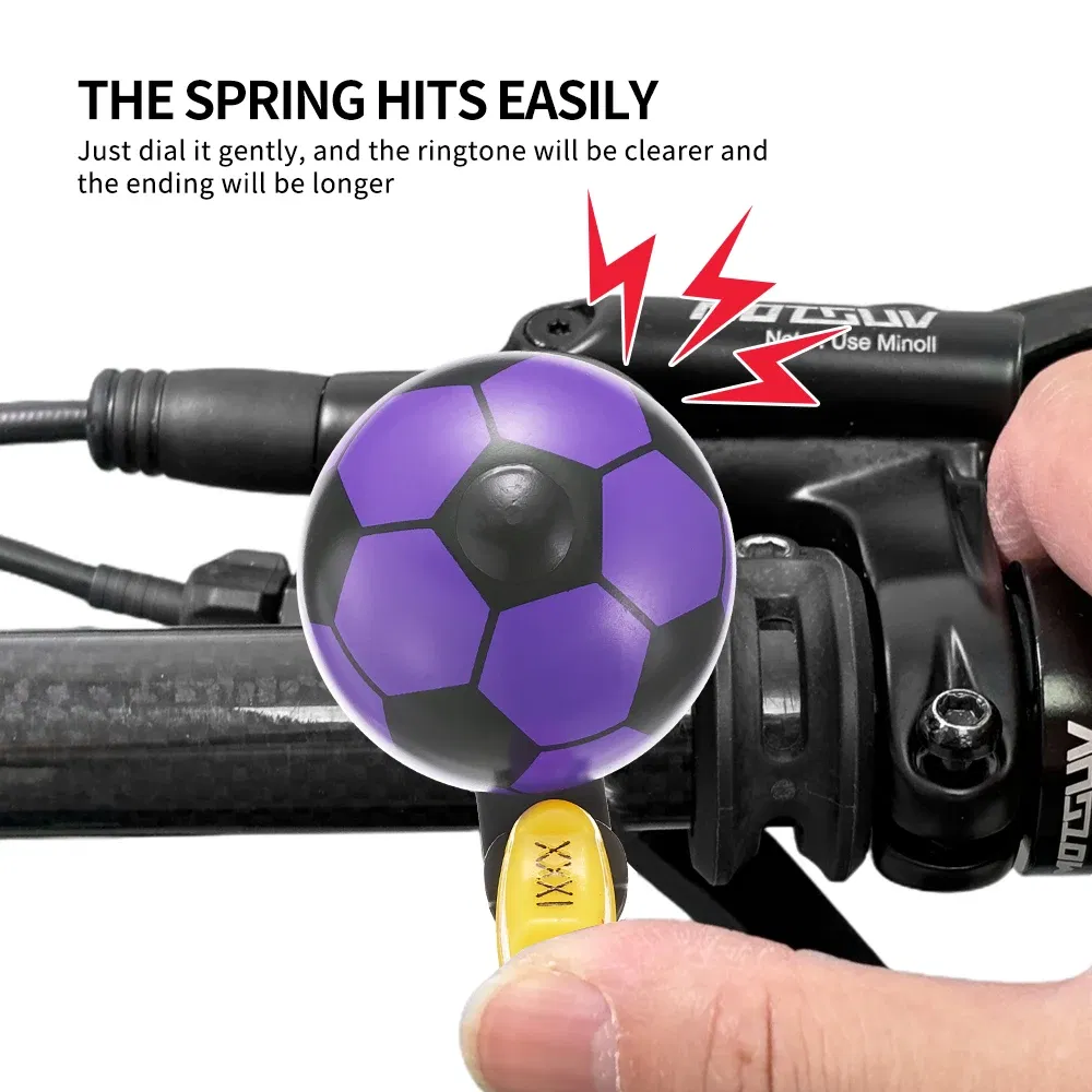 Color: Red - VXM Bicycle Bell Loud Mini Cartoon Football Road Cycling MTB Bike Aluminum Bell Ring Safety Football Bell Ring Horn Handlebar