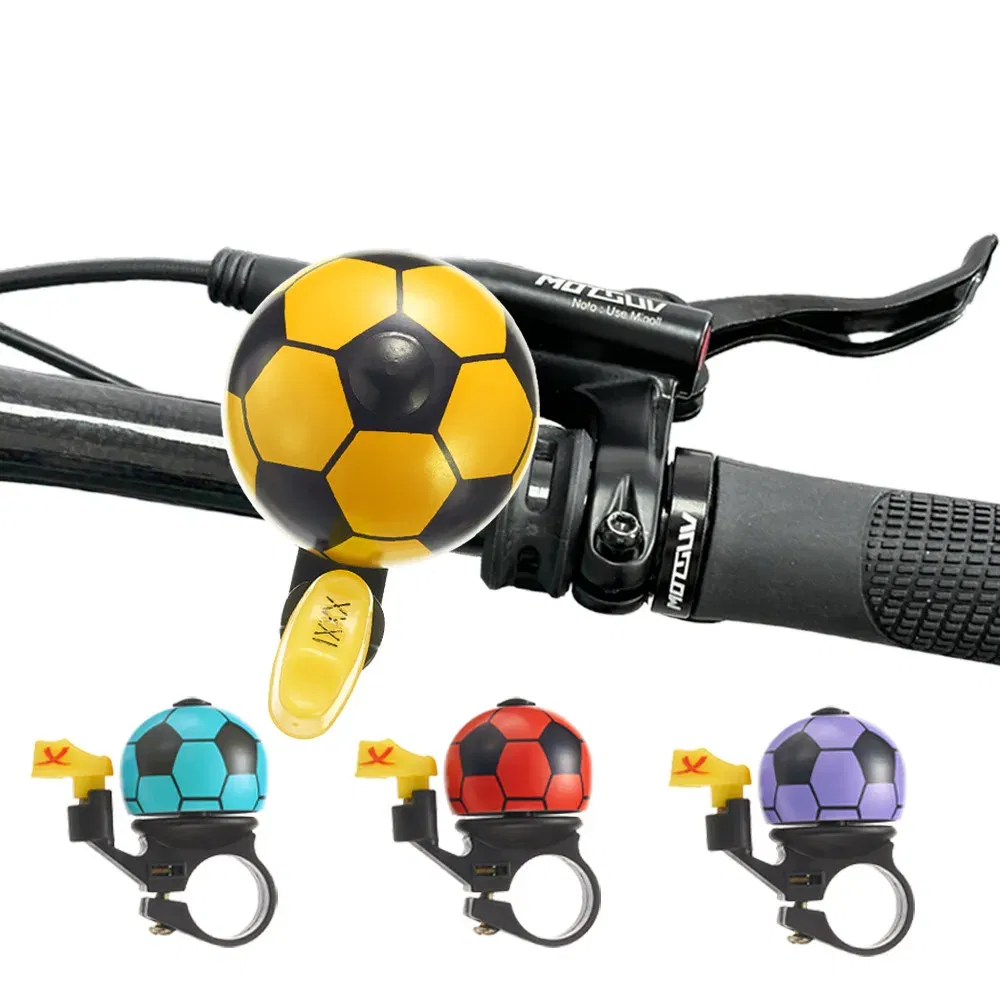 Color: Red - VXM Bicycle Bell Loud Mini Cartoon Football Road Cycling MTB Bike Aluminum Bell Ring Safety Football Bell Ring Horn Handlebar