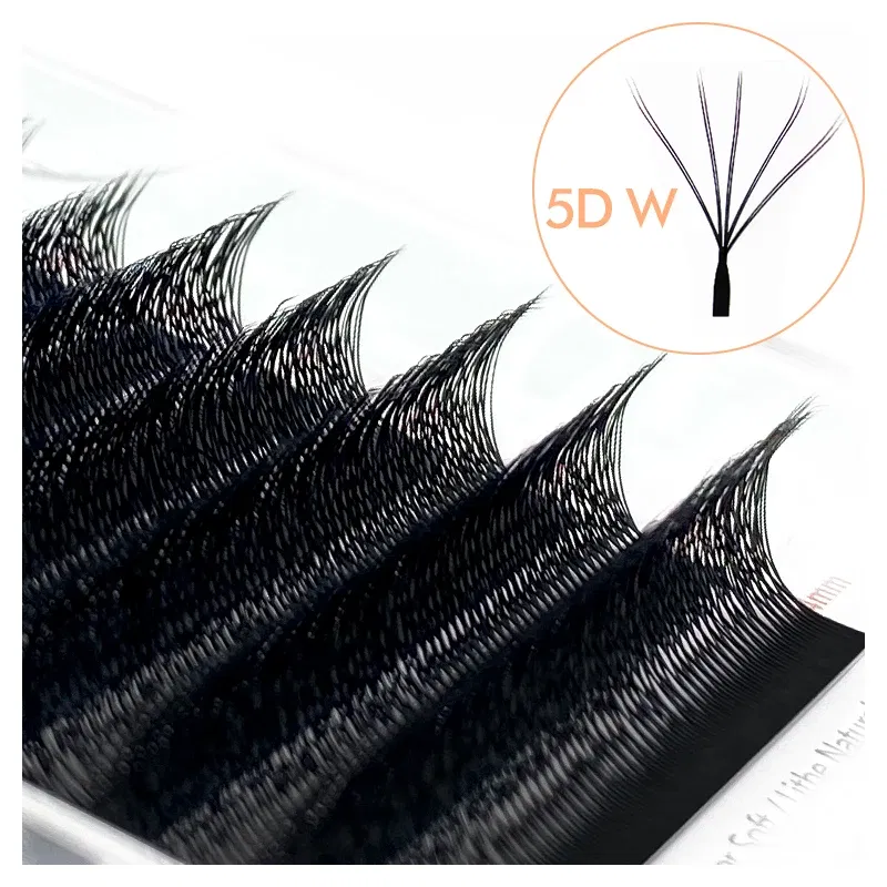 Color: Brushed Chrome, Curl: D, Thickness: 0.07mm, Length: 9mm - NATUHANA 3D 4D WW  Shaped Eyelash extensions 0.07mm C D L LU Curl Premade Fans Faux Mink Volume Lashes Korean Make Up Tool