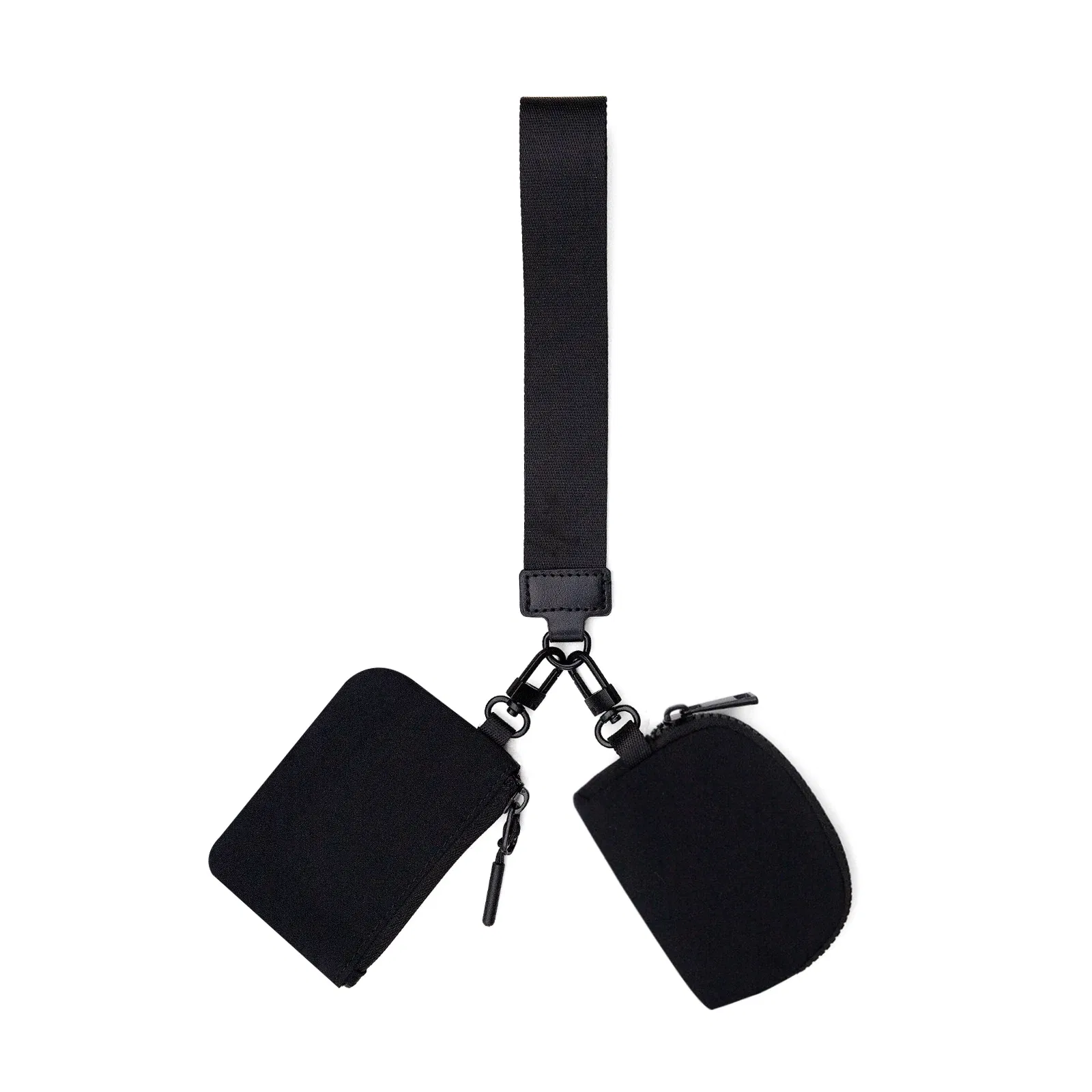 Color: green - Mini Dual Coin Pouch Solid Color Wristlet Keychain Wallet Change Pocket Handbag lulu Coin Purse Women Portable  Key Card Holder
