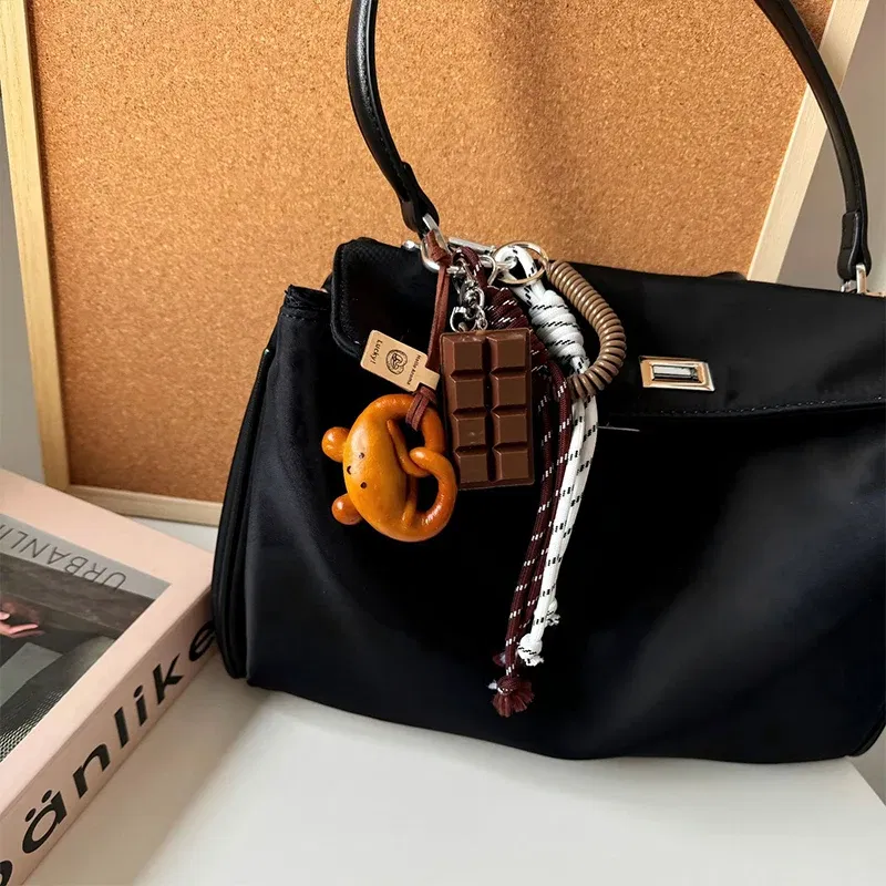 Color: MULTI - DIY Bag Pendant Creative Bread Weaving Rope Colorful Nylon Lanyard Car Keychain Couple Multi-purpose Bag Hanging Accessories