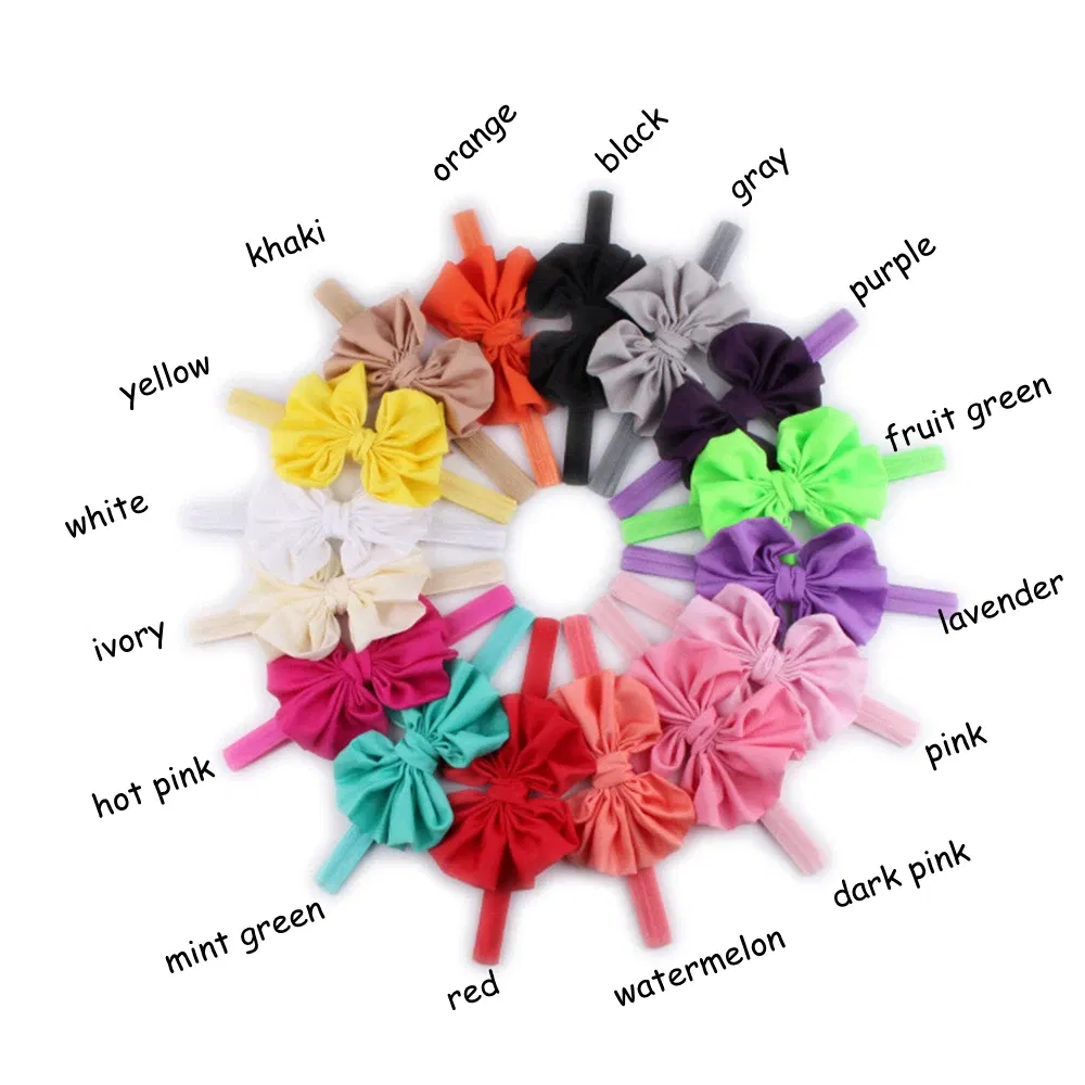 Color: GRAY - Baby girls hair bow flower Headband  Kids Girls Bowknot Elastic Hair Band Headwear Newborn Head Band children hair Accessories