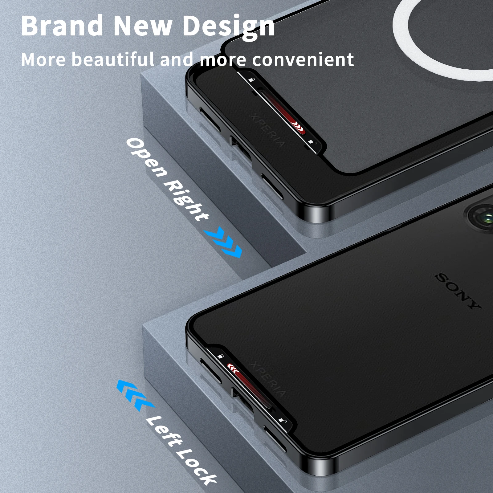 Color: Silver, Material: CANVAS - Metal Alloy Magnetic Case For Sony Xperia 1 V 10 IV iii 5 V Aluminum Bumper Frame Clear Transparent Wireless Charger Cover