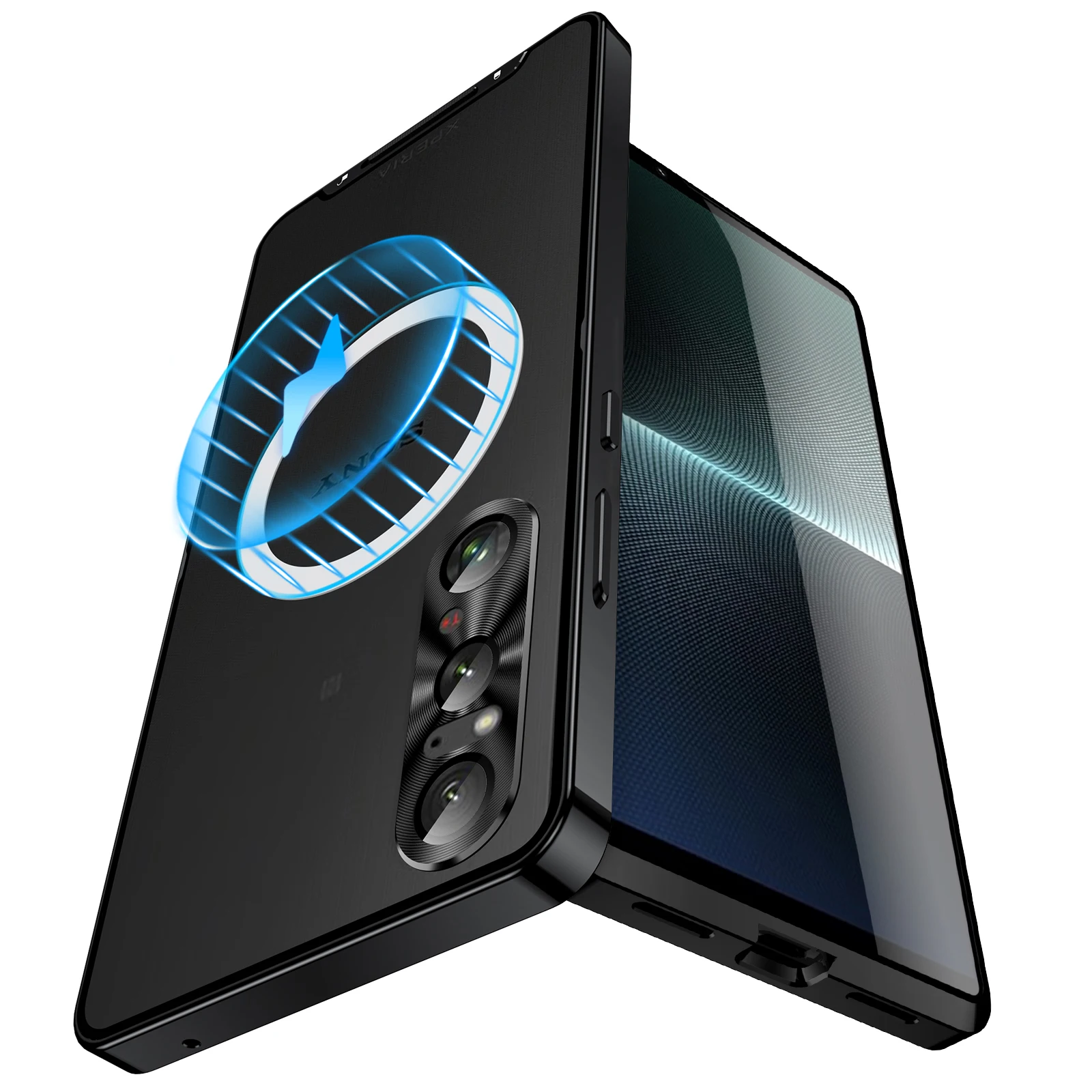 Color: Silver, Material: CANVAS - Metal Alloy Magnetic Case For Sony Xperia 1 V 10 IV iii 5 V Aluminum Bumper Frame Clear Transparent Wireless Charger Cover