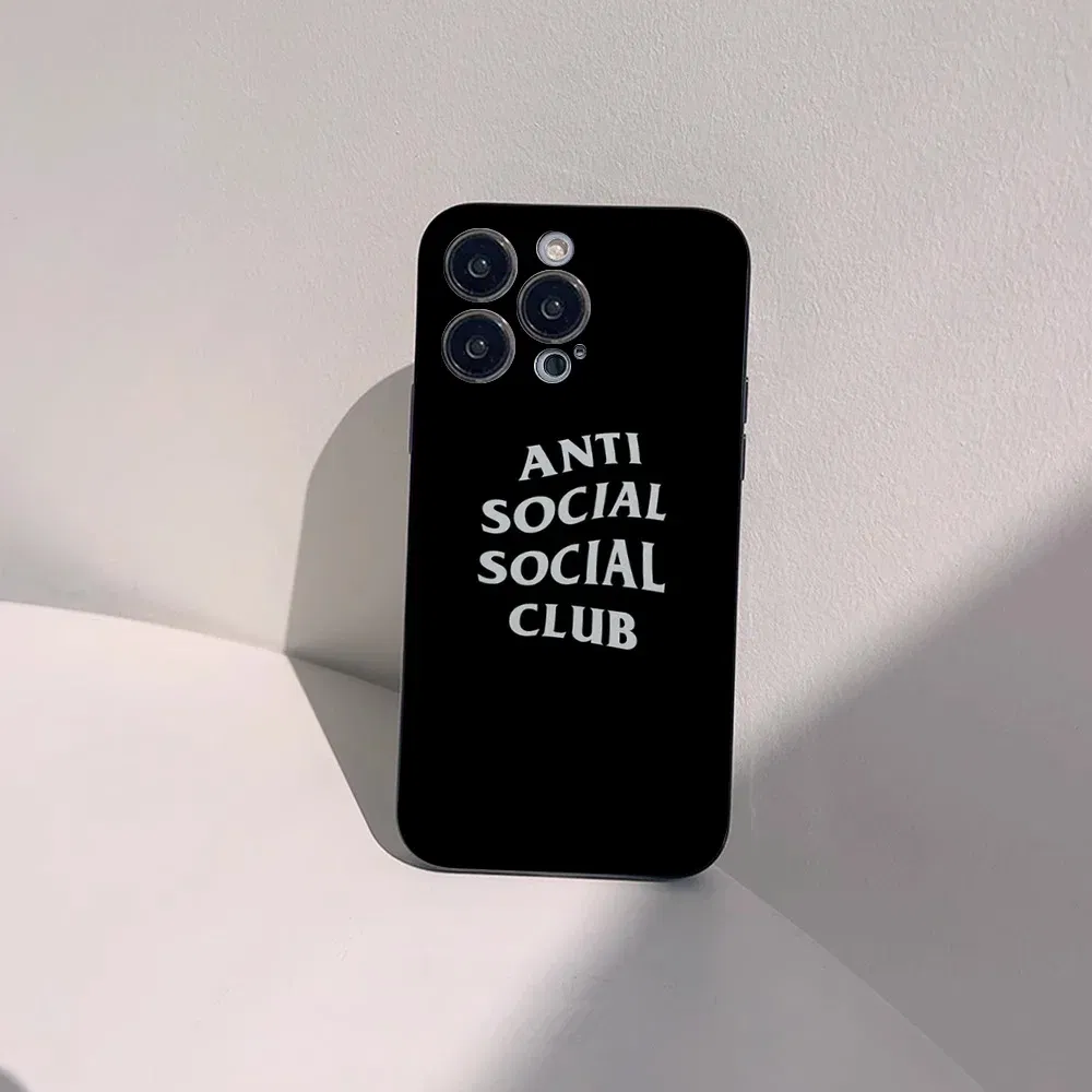 Color: Brown, Material: tpu - Anti Social Social Club Phone Case For IPhone 16 15 14 13 Pro Max 11 12 Mini X Xs XR Se 2022 Black Silicone Cover