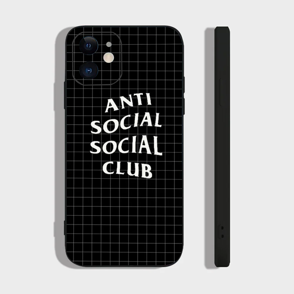 Color: Brown, Material: tpu - Anti Social Social Club Phone Case For IPhone 16 15 14 13 Pro Max 11 12 Mini X Xs XR Se 2022 Black Silicone Cover