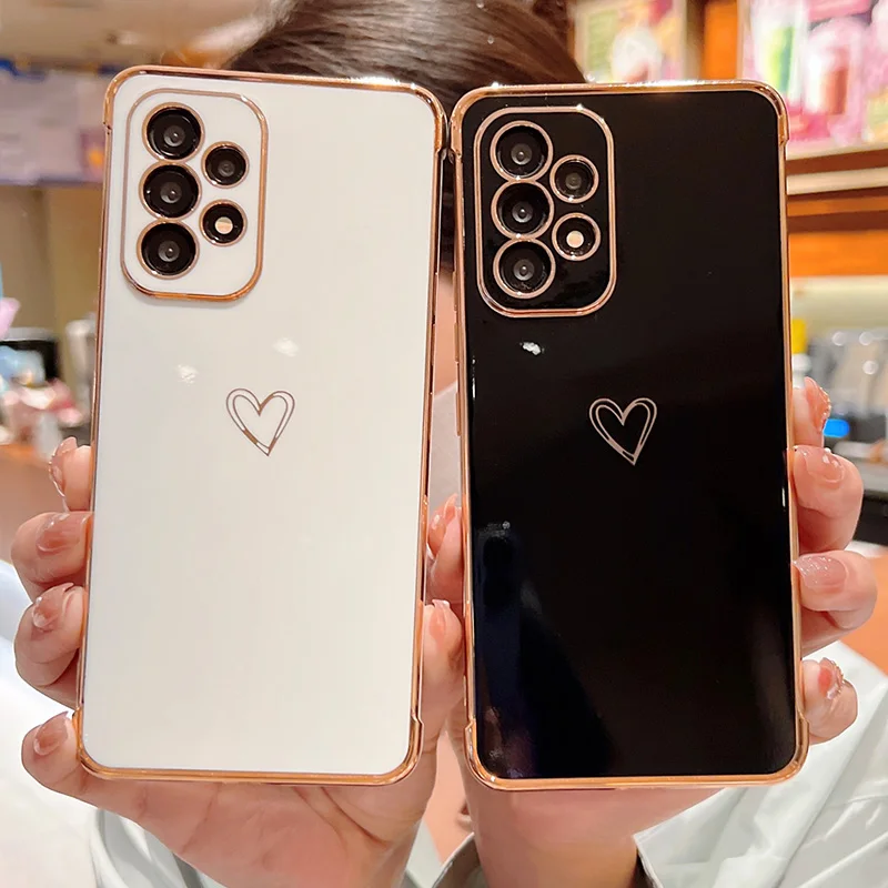 Color: Ivory, Compatible-Phone Models: For iPhone SE, Ships From: CHINA - Electroplating Love Heart Phone Case For Samsung Galaxy S25 S24 Ultra S23 S22 A13 A14 A52 A53 Protect Lens Shockproof Back Cover