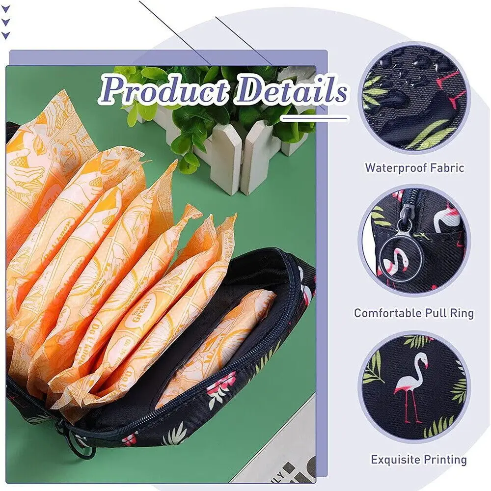 Color: Beige - Girl Napkin Credit Card Holder Headphone Case Coin Clip Sanitary Bag Change Purse Tamper-Proof Storage Bag Sanitary Mat Bag