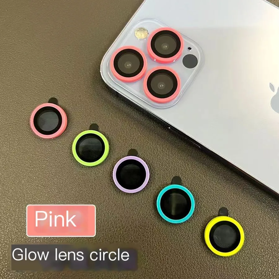 Color: Black, Bundle: Bundle2, Material: Tempered Glass, Ships From: CHINA - For iPhone 15 14 13 12 Pro Max 12 11 mini Luminous Camera Protector Ceramic Lens Ring Tempered Glass Back lens Cap Cover