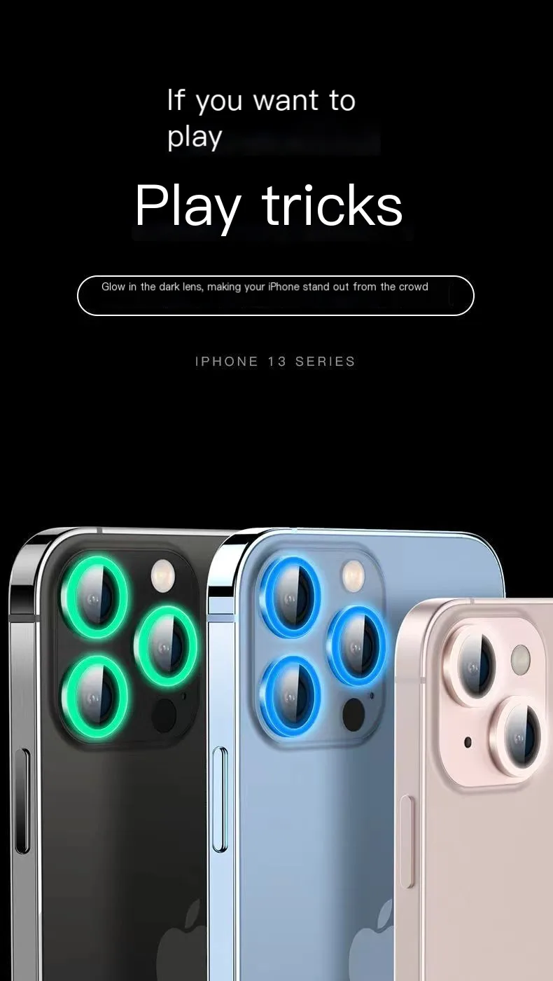 Color: Black, Bundle: Bundle2, Material: Tempered Glass, Ships From: CHINA - For iPhone 15 14 13 12 Pro Max 12 11 mini Luminous Camera Protector Ceramic Lens Ring Tempered Glass Back lens Cap Cover