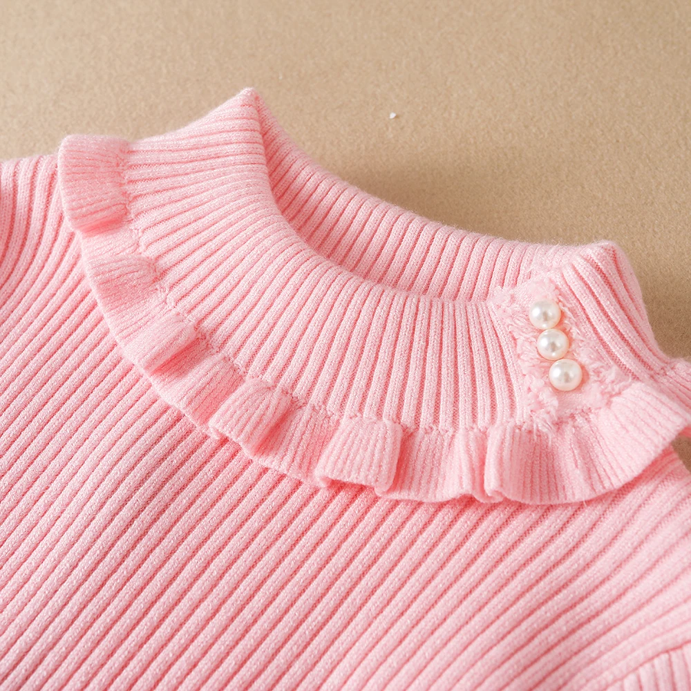 Color: Ivory, Kid Size: 7T - Girls Sweater 2025 New Winter Children Clothes Kids Tops Warm Knitwear Kids Sweater Baby Girls Turtleneck Sweaters