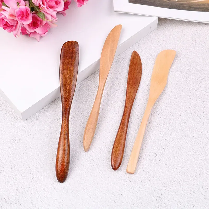 Color: green - Wooden Marmalade Knife Mask Butter Knife Cheese Dessert Jam Tabeware Dinner Breakfast Toast Bread Thick Handle Knife Kichen Tool