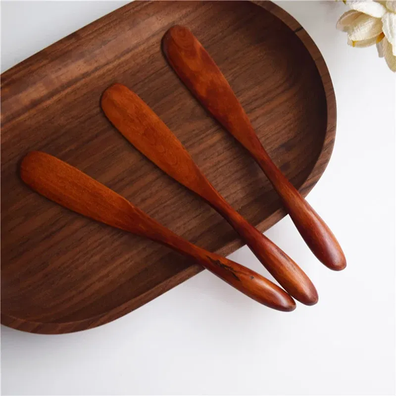 Color: green - Wooden Marmalade Knife Mask Butter Knife Cheese Dessert Jam Tabeware Dinner Breakfast Toast Bread Thick Handle Knife Kichen Tool