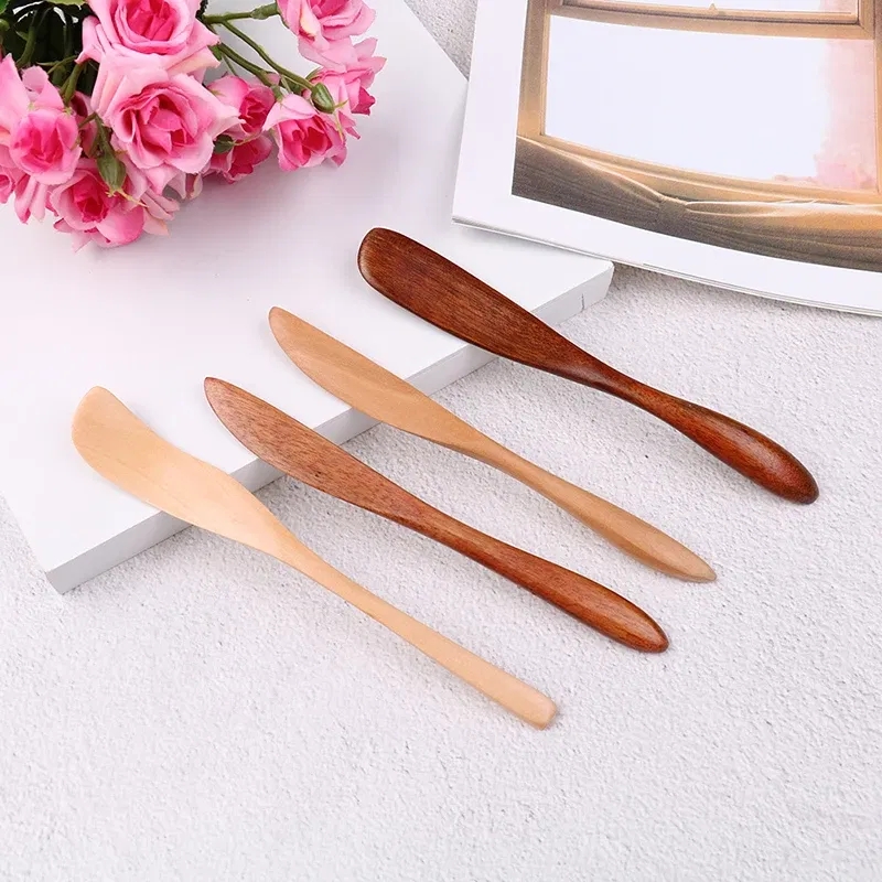 Color: green - Wooden Marmalade Knife Mask Butter Knife Cheese Dessert Jam Tabeware Dinner Breakfast Toast Bread Thick Handle Knife Kichen Tool