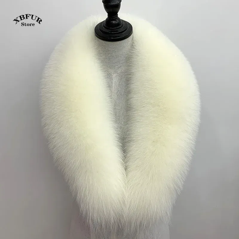 Color: Brown, Size: S - Winter Real Fox Fur Collar Woman Black Natural Fur Scarf Shawl For Women Collars Wraps Neck Warmer Fur Scarves Luxery Scarf Men