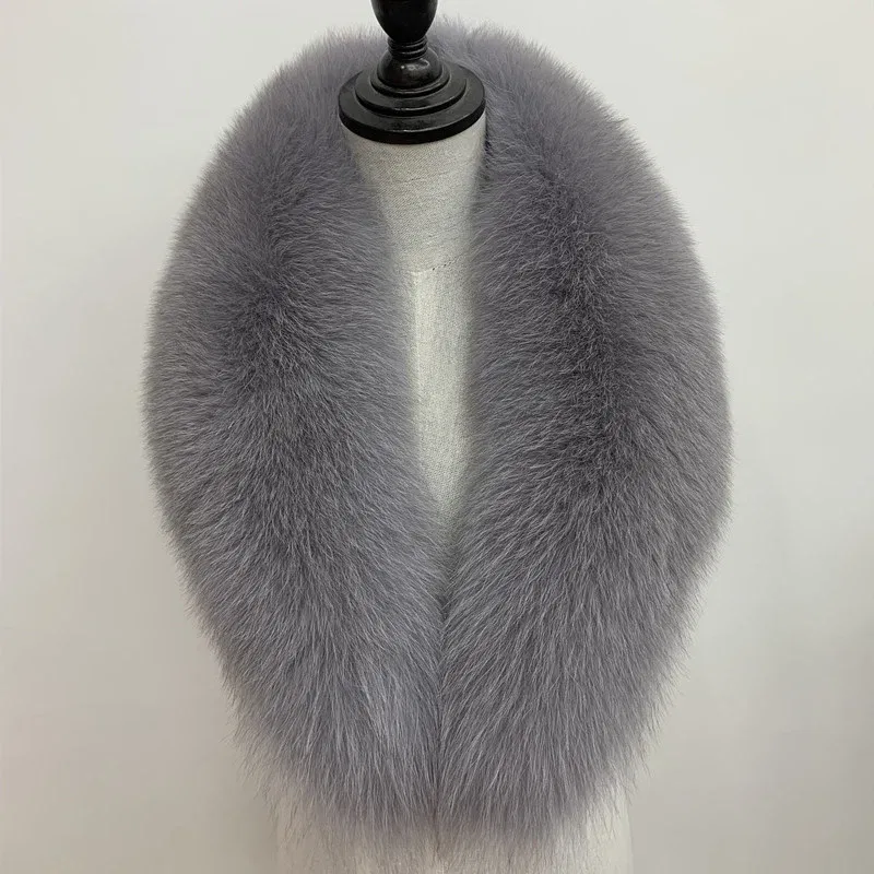 Color: Brown, Size: S - Winter Real Fox Fur Collar Woman Black Natural Fur Scarf Shawl For Women Collars Wraps Neck Warmer Fur Scarves Luxery Scarf Men