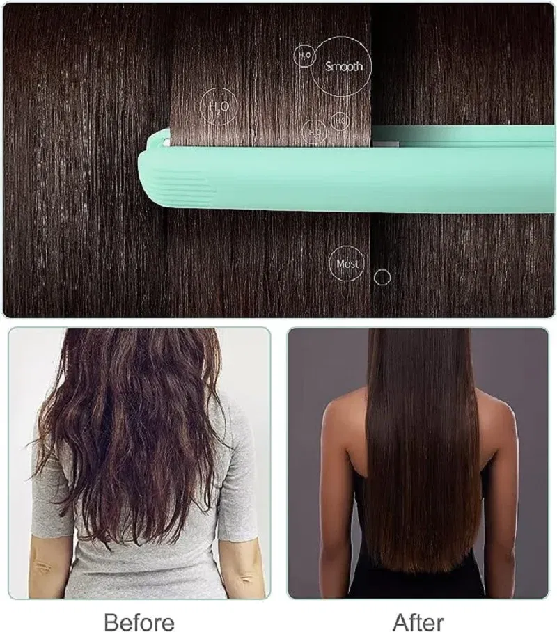 Color: Yellow, Plug standard: AU - Mini Flat Iron For Travel Hair Straightener Small Portable Straightening Iron Ceramic Women Men Quick Easy Short Hair Styling