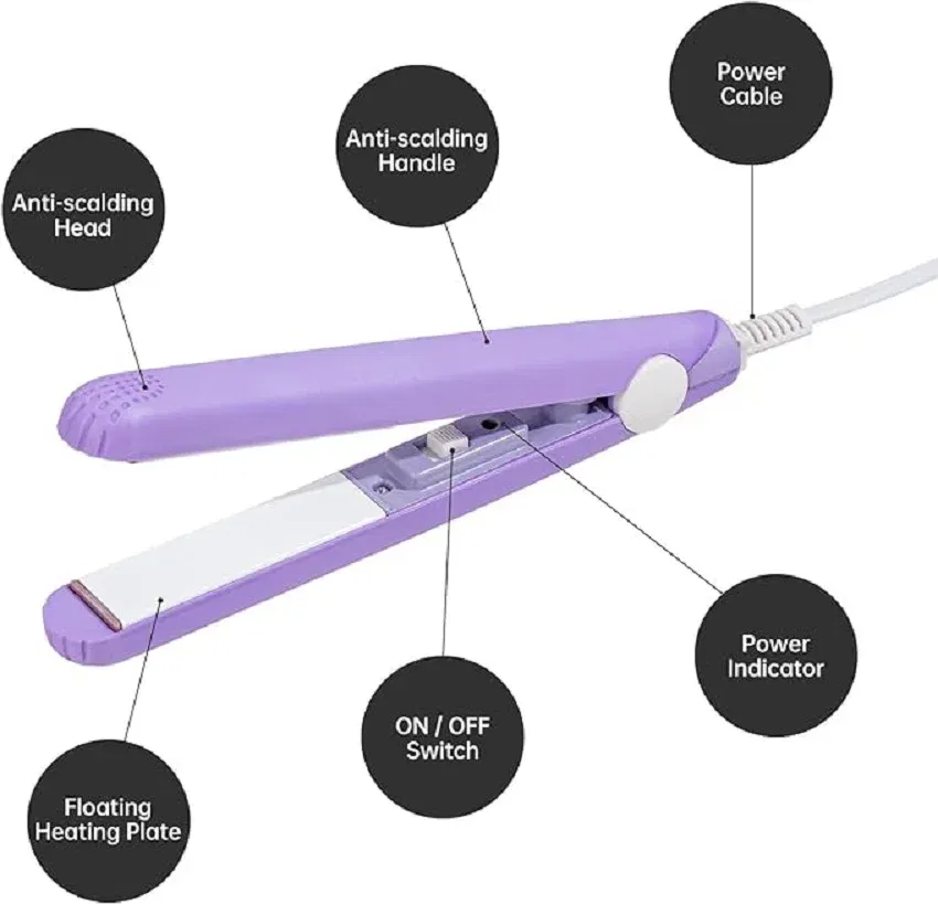 Color: Yellow, Plug standard: AU - Mini Flat Iron For Travel Hair Straightener Small Portable Straightening Iron Ceramic Women Men Quick Easy Short Hair Styling