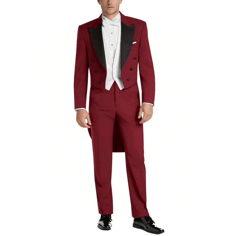 Color: ROYAL BLUE, Size: L - Italy Style Aristocratic Men Suit Three Pieces(Jacket+Pants+Vest) Hot-selling High-quality Double Breasted Male Clothing