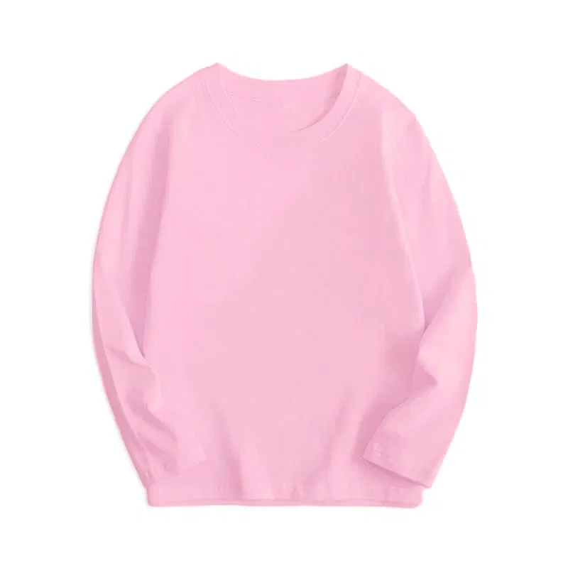 Color: Brown, Kid Size: 2T - 7 Colors Spring Long Sleeve Tees Children's T-shirt Cotton Solid Colour Base Coat Leisure Wear Boys Girls Tops Kids Clothes