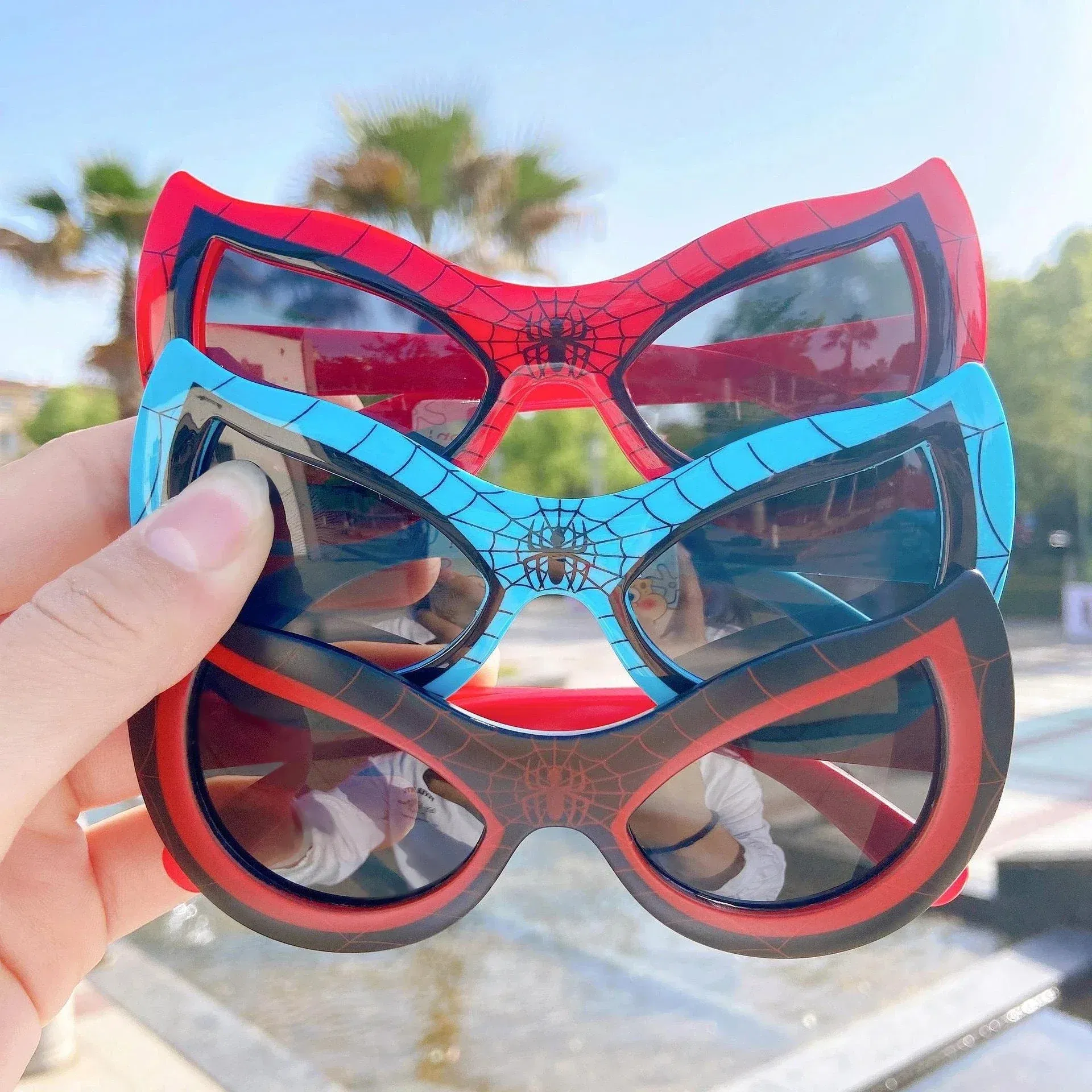 Color: Green - NEW Disney Spiderman Sunglasses Plastic Action Toys Figure Anime Spider Cartoon Fashion Sunglasses Cute Gifts For kids toys