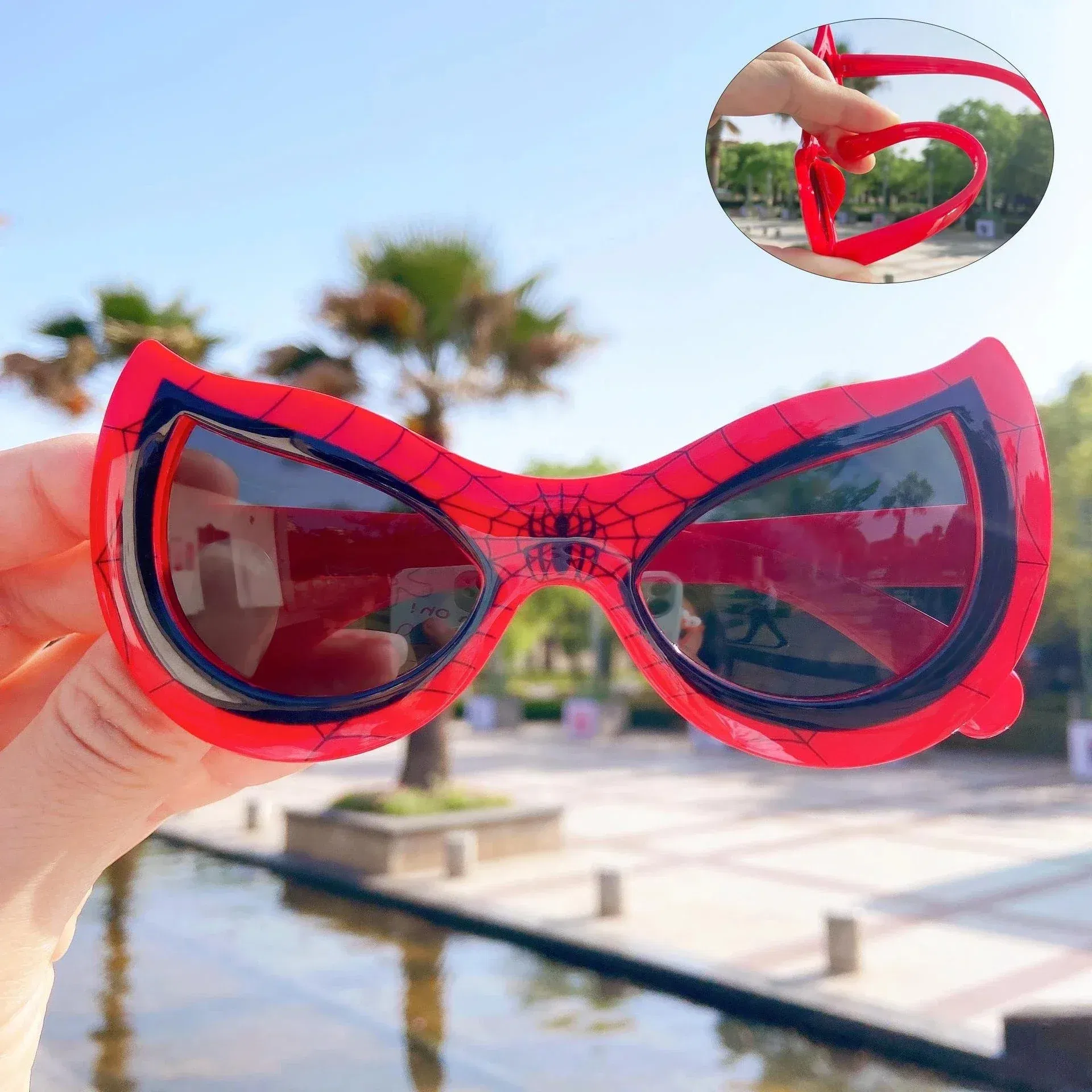 Color: Green - NEW Disney Spiderman Sunglasses Plastic Action Toys Figure Anime Spider Cartoon Fashion Sunglasses Cute Gifts For kids toys
