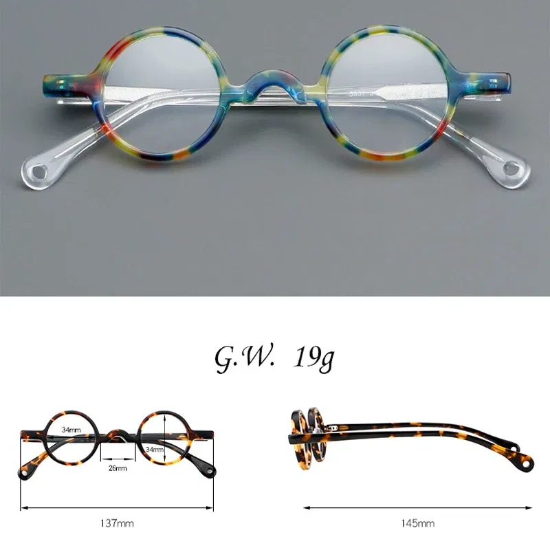Frame Color: Milky White, Eye Prescription: +25 - VCKA Photochromic Acetate Myopia Glasses Men Retro Small Round Frames Women Custom prescription Anti-Blue  Eyewear -0.5 TO -10