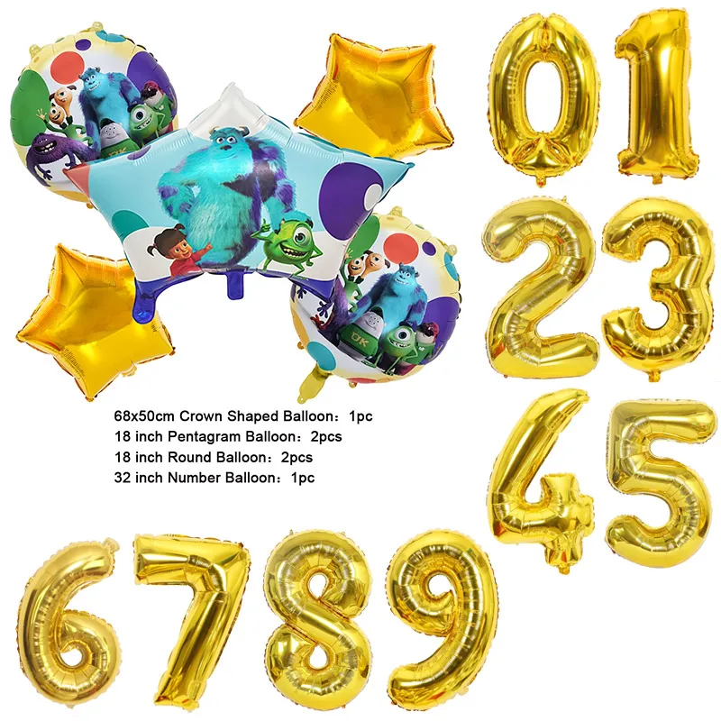 Color: Silver, Capacity: 480ml - Monsters University Monsters, Inc. James P. Sullivan Theme Birthday Party Decoration Crown Shaped Balloon Set Baby Shower
