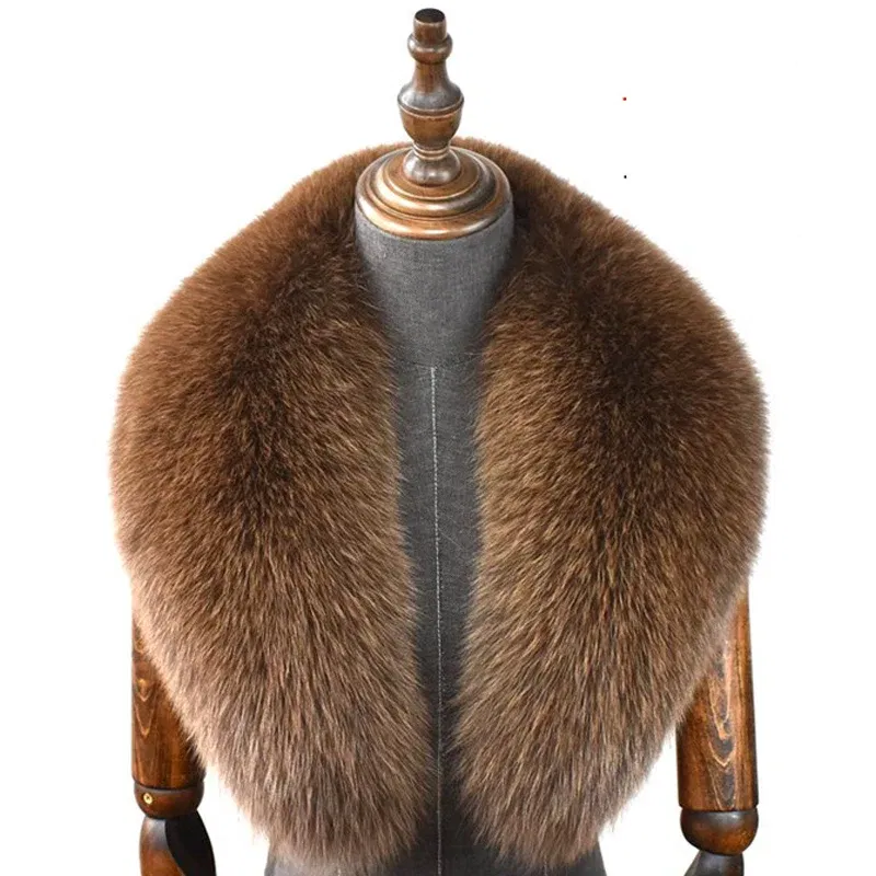 Color: Rose Red, Size: S - Fox Fur Collar 100% Real Fox Fur Scarf Straight Collar Natural Fur Gray Collar  Large Size Neck Warmer Fur Scarf Shawls