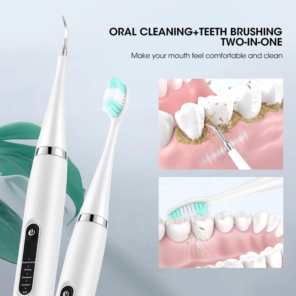 Color: black - Electric Teeth Cleaner Dental Scaler Waterproof Oral Care Plaque Spatula Removes Tartar Dental Scraper Dental Instrument