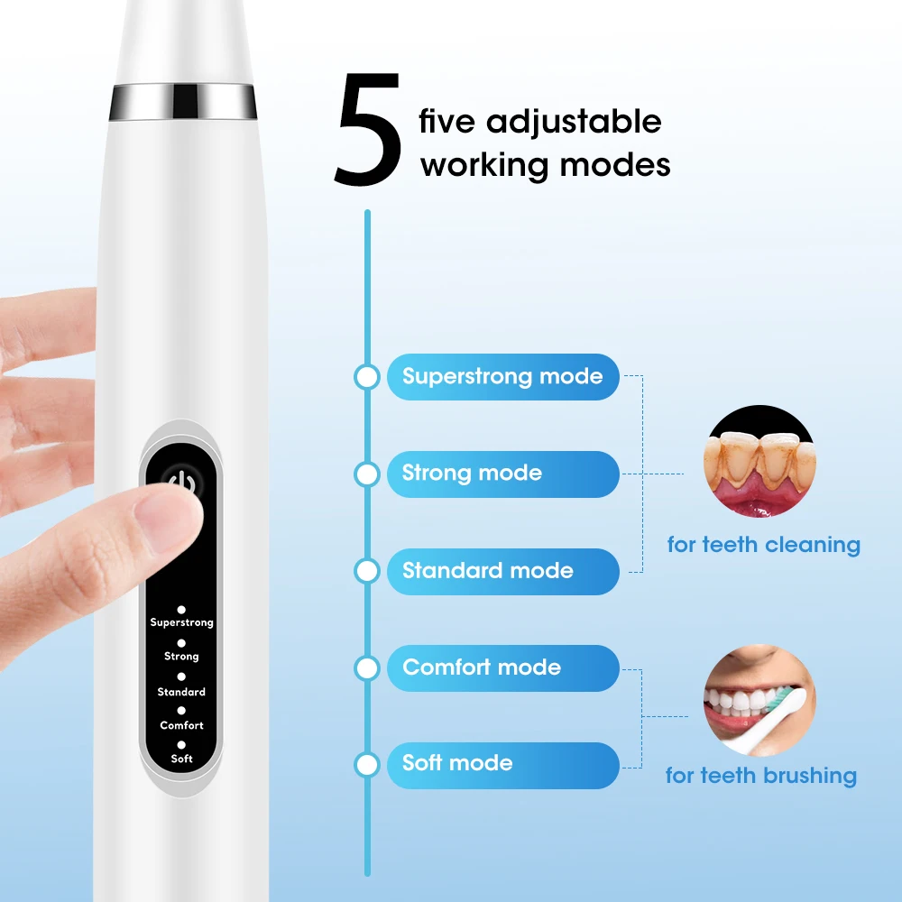 Color: black - Electric Teeth Cleaner Dental Scaler Waterproof Oral Care Plaque Spatula Removes Tartar Dental Scraper Dental Instrument