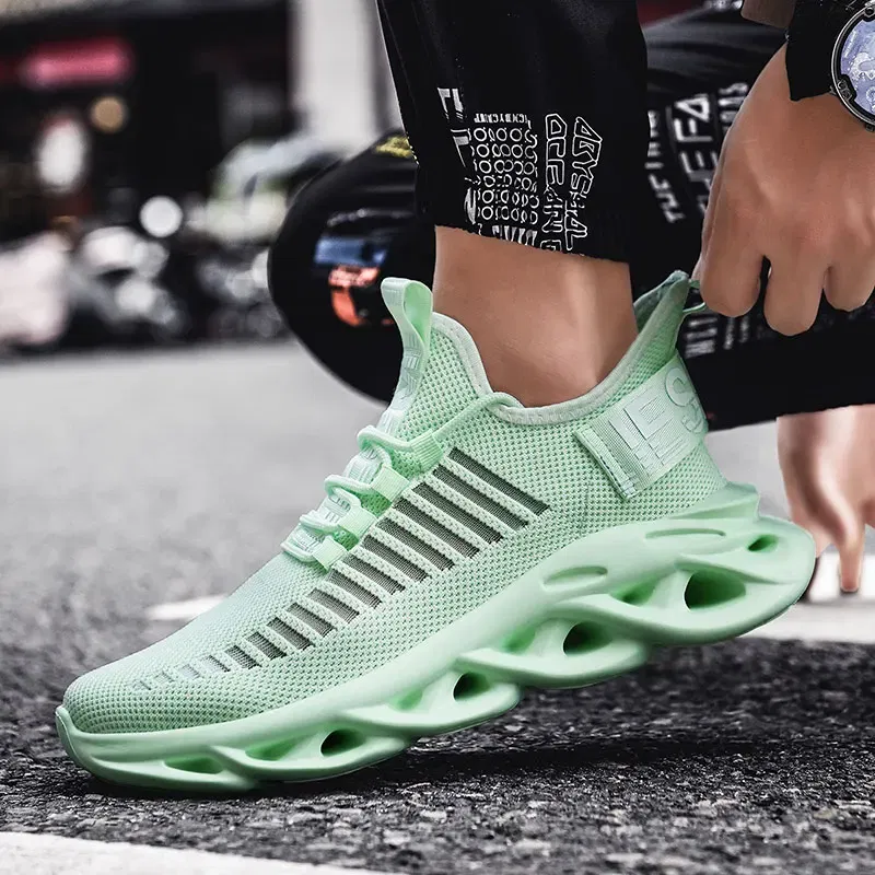 Color: Green, Shoe Size: 42 - Men Casual Shoes 2023 Summer New Breathable Versatile Lightweight Running Shockproof Men Sports Shoes Thick Sole Walking Gym