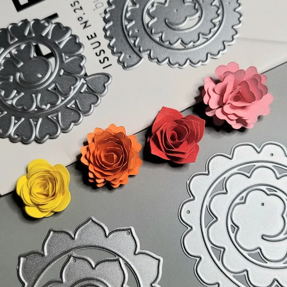Color: light yellow, Size: S, Ships From: CHINA - 6 Styles Spiral Flower Metal Cutting Dies Scrapbook Embossing Circle Die Cuts Album DIY Craft Cutting Die 2023 New