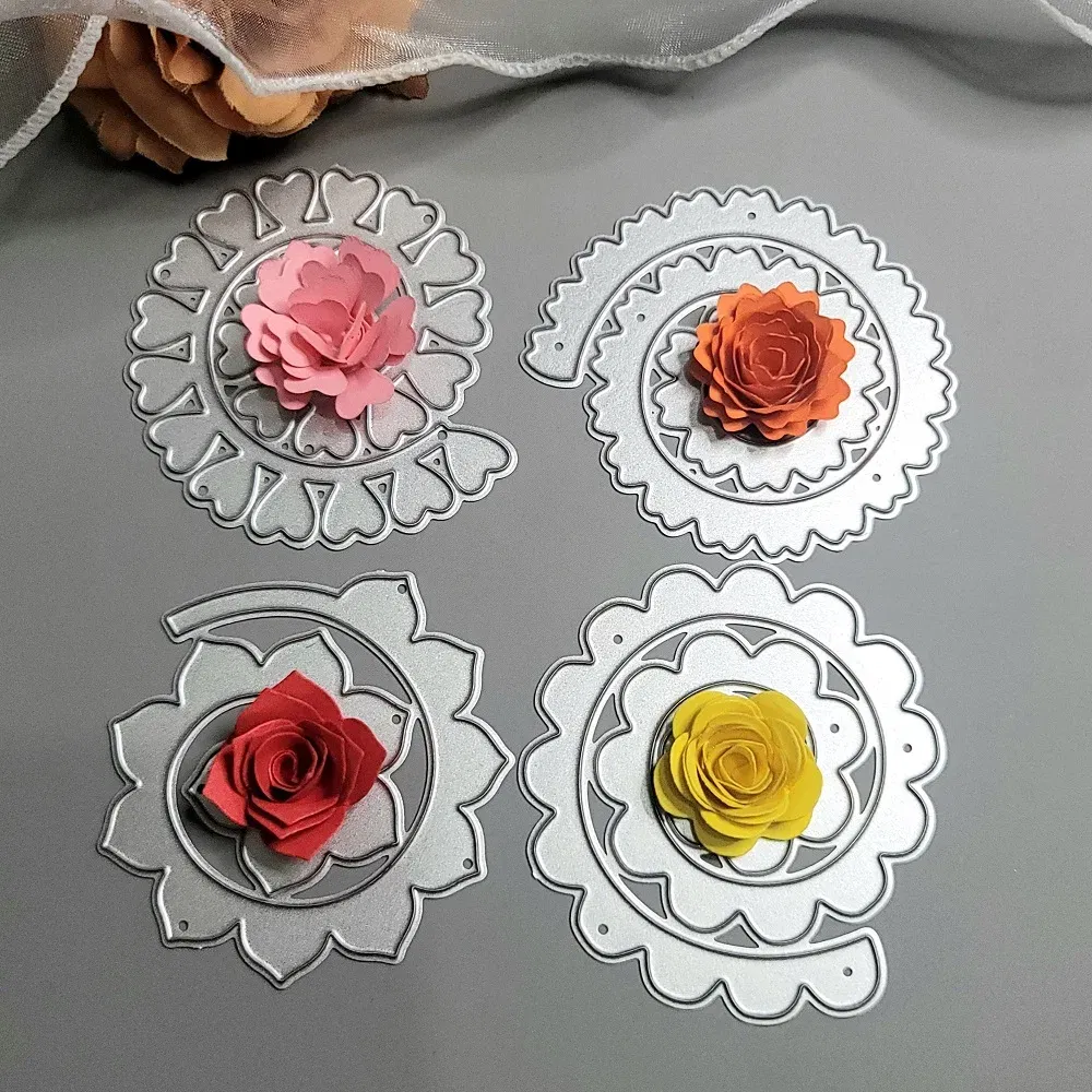 Color: light yellow, Size: S, Ships From: CHINA - 6 Styles Spiral Flower Metal Cutting Dies Scrapbook Embossing Circle Die Cuts Album DIY Craft Cutting Die 2023 New