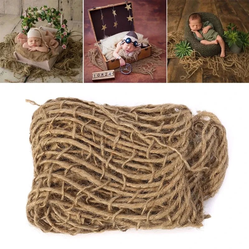 Color: Black - Newborn Photography Prop Chunky Burlap Layer Net Hessian Jute Backdrop Blanket Photography Baby Props Photo Props Studio Accesso