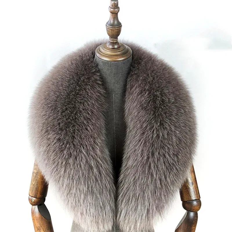 Color: light green, Size: XXS - Fox Fur Collar 100% Real Fox Fur Scarf Straight Collar Natural Fur Gray Collar  Large Size Neck Warmer Fur Scarf Shawls