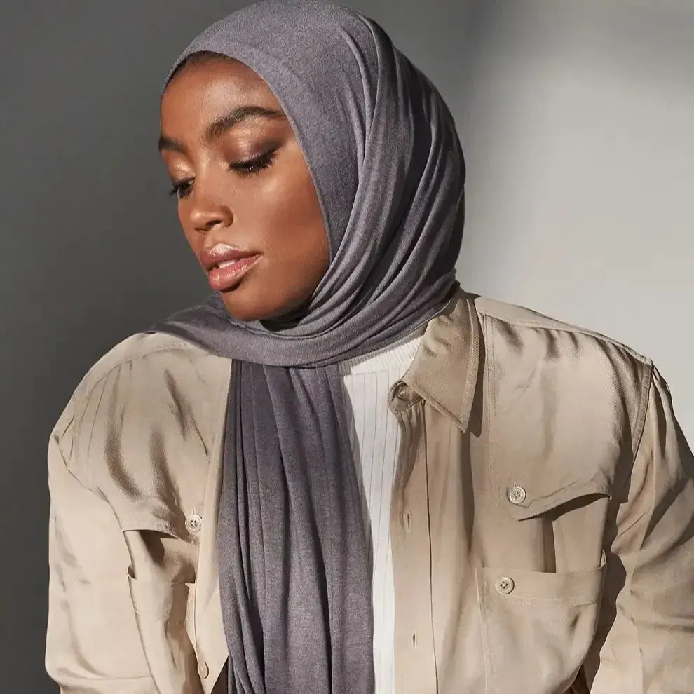 Color: Gold - 29Colors Cheap Jersey Hijab Scarf Solid Muslim Long Scarves Turban Shawl Elastic Cotton Arab Headscarf Head Wraps Saudi Hijabs
