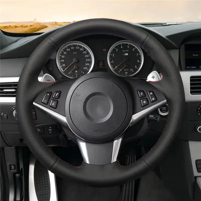 Color Name: MULTI - Car Steering Wheel Cover For BMW E60 E61 530d 545i 550i E63 E64 630i 645Ci 650i Hand-stitched Microfiber Leather Interior