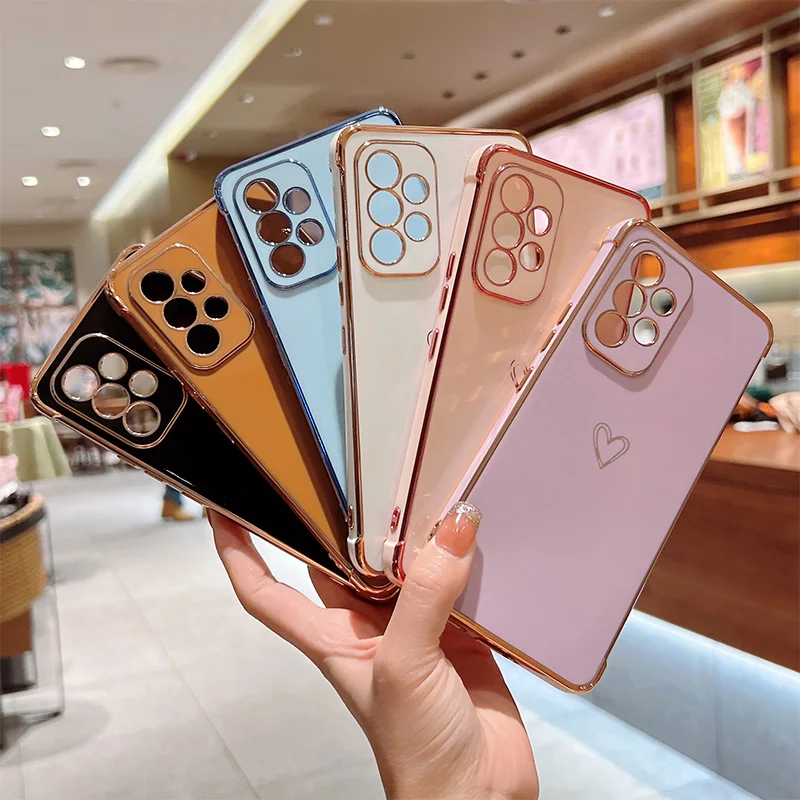 Color: Orange, Compatible-Phone Models: For iPhone 16 Pro Max, Ships From: CHINA - Electroplating Love Heart Phone Case For Samsung Galaxy S25 S24 Ultra S23 S22 A13 A14 A52 A53 Protect Lens Shockproof Back Cover