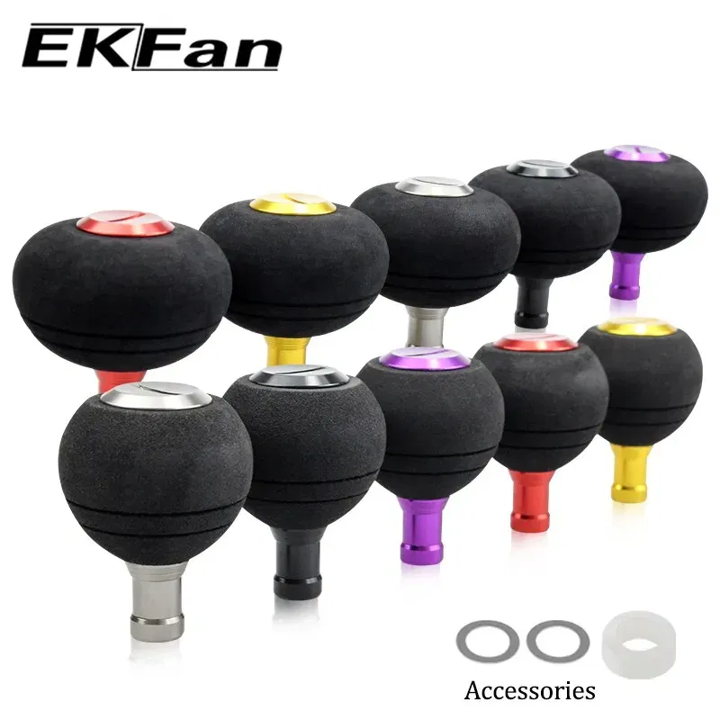 Color: Black - EKfan 40/50MM  EVA Knobs Fishing Reel Handle For SHI&DAI Spining Baitcast 1000-5000