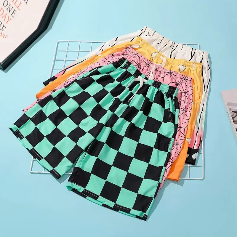 Color: black, Kid Size: 3T - Anime Demon Slayers Cosplay Clothes Kamado Tanjirou Zenitsu Shinobu Ventilate Printing Loose Individuality Shorts Sweatpants