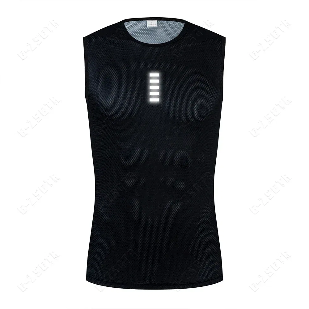 Color: Blue, Size: XXL - Reflective Cycling Base Layers White Cycling Undershirt Quick Dry Vest Sport Underwear Tight Vest High Elastici Vest Bike Jersey