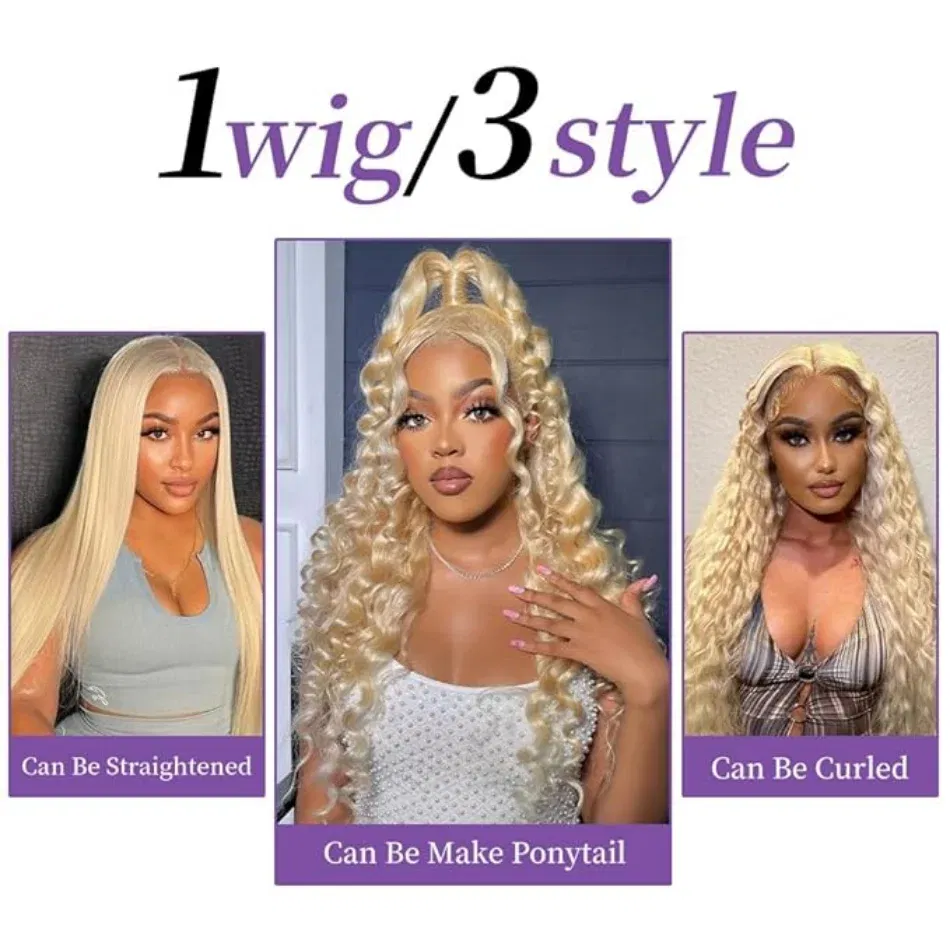Hair Color: #18, Stretched Length: 24inches, Density: 100%, Ships From: CHINA - Blonde 613 HD Lace Frontal Wig 13x6 Body Wave HD Lace Frontal Wig 613 Colored Human Hair Wigs 30 Inch Long Loose Deep Wig Blonde