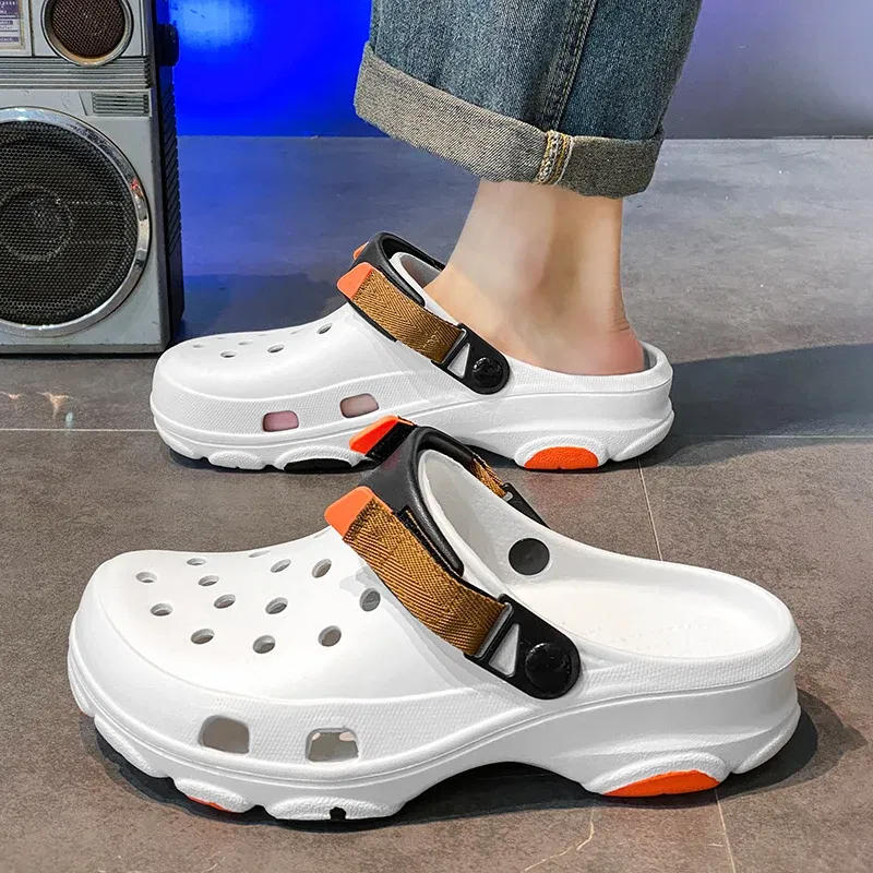 Color: Dark Khaki, Shoe Size: 40 - Summer Men's and Women's Leisure Breathable Garden Shoes, Couples Outdoor Beach Baotou Cool Drag Hole Shoes