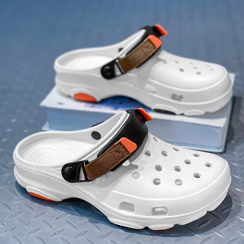 Color: Dark Khaki, Shoe Size: 40 - Summer Men's and Women's Leisure Breathable Garden Shoes, Couples Outdoor Beach Baotou Cool Drag Hole Shoes
