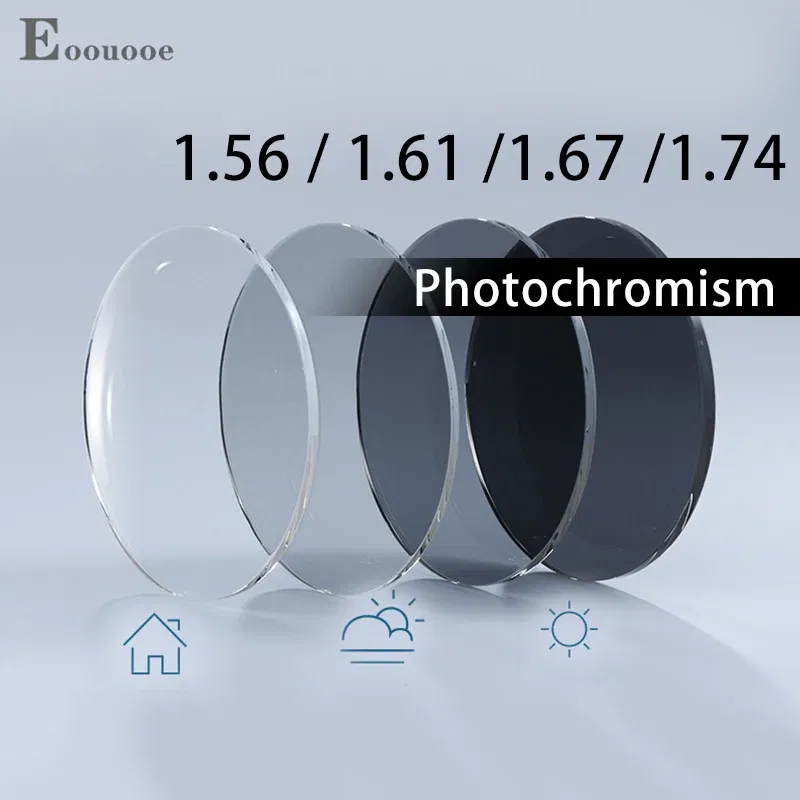 Lenses Color: black, Lens Index: 1.74 - Photochromism Gray Brown 1.56 1.61 1.67 Index Aspheric Lenses UV-proof Myopia Hyperopia Outdoor Prescription Sun Optics Glasses